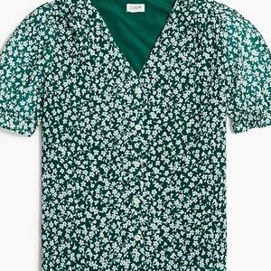 J. Crew Factory Green Floral Blouse Size: L